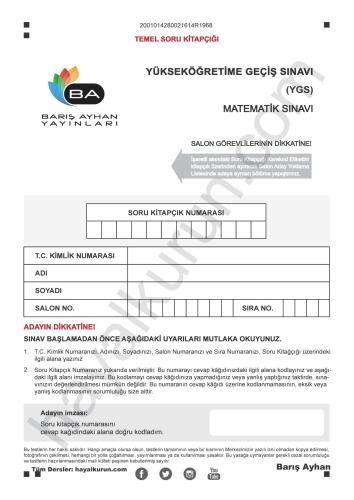 Barış Ayhan Behzat Rasuli 9 TYT Matematik Deneme 2018 Test 2 Çözümler