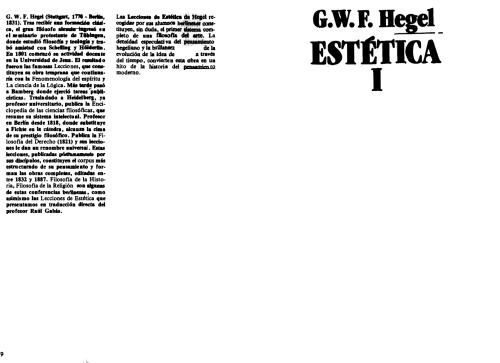 Estética: lecciones de estética I