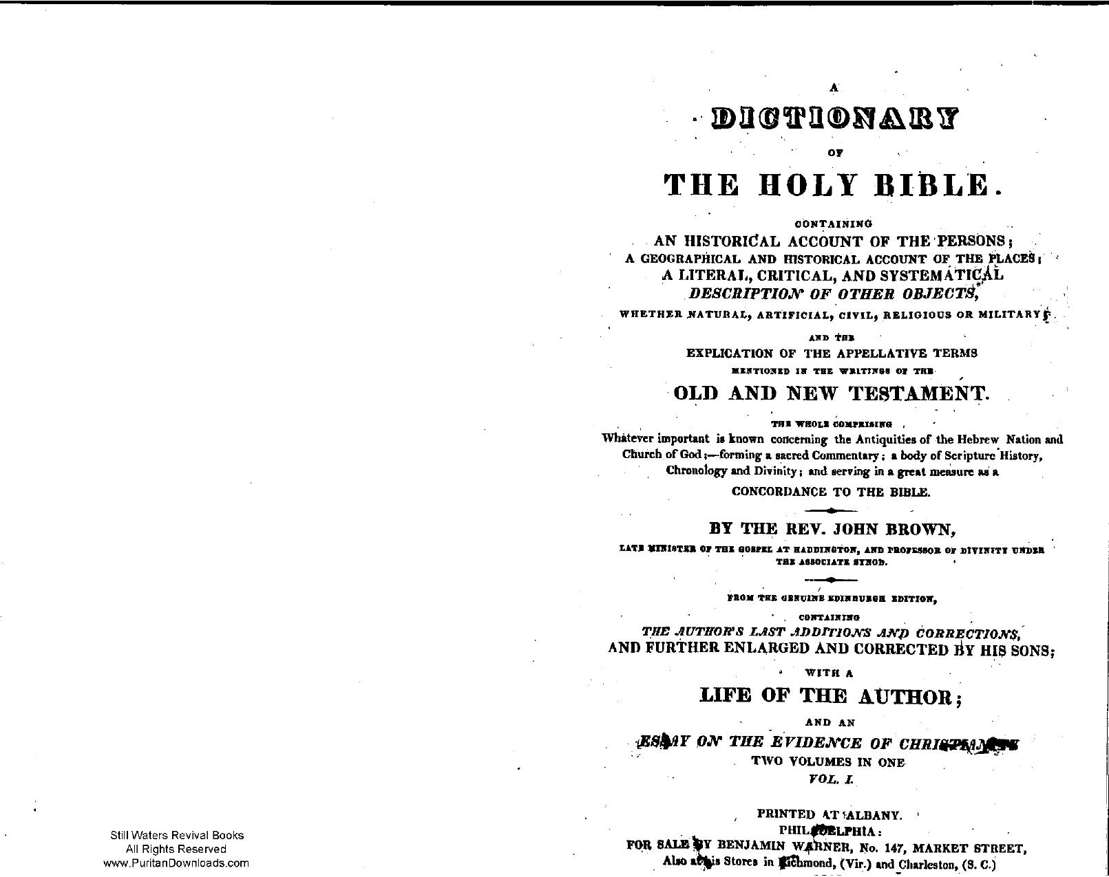 A Dictionary of the Holy Bible (1818)