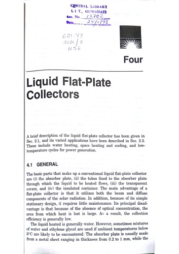 Solar Energy: Principles of Thermal Collection and Storage