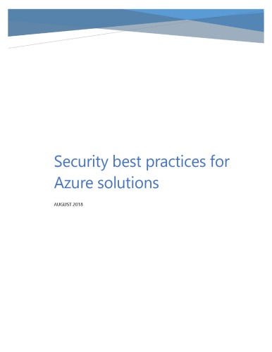 Security best practices for Azure solutions