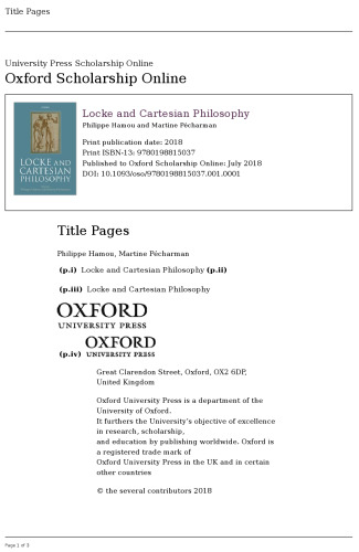 Locke and Cartesian Philosophy