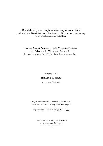 Entwicklung und Iinplementierung automatisch reduzierter Reaktionsmechanismen für die Verbrennung von Kohlenwasserstoffen
