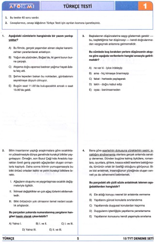 Apotemi TYT Türkçe 15 Deneme 2018