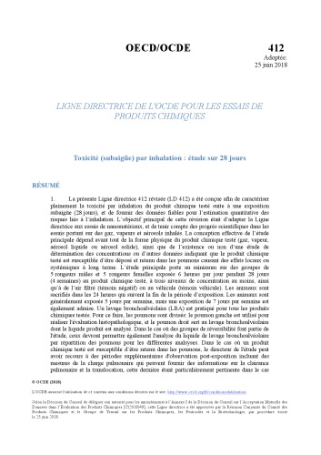 Test No. 412: Subacute Inhalation Toxicity: 28-Day Study