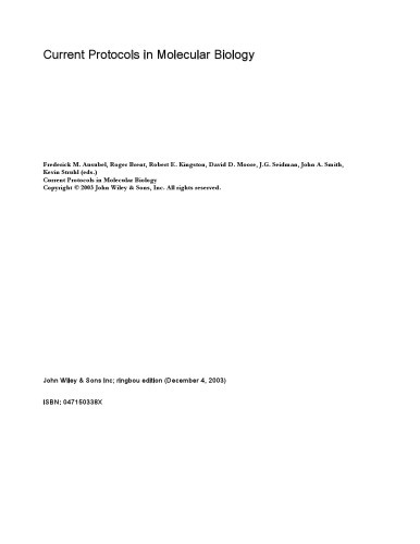 Current Protocols in Molecular Biology