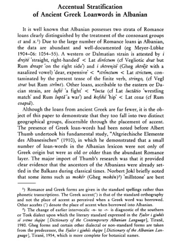Accentual Stratification of Ancient Greek Loanwords in Albanian