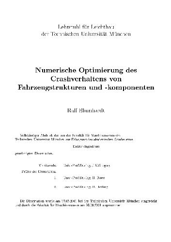 Numerische Optimierung des Crashverhaltens von Fahrzeugstrukturen und -komponenten