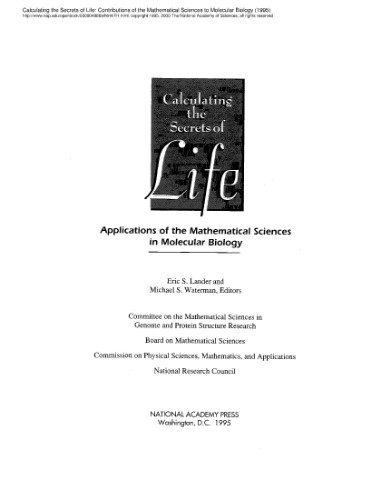 Calculating the Secrets of Life: Applications of the Mathematical Sciences in Molecular Biology