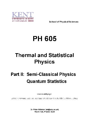 Thermal and Statistical Physics