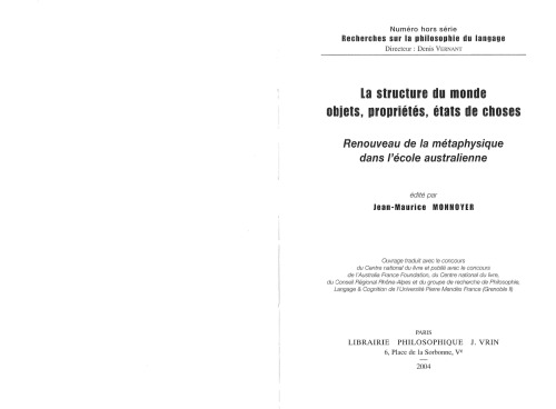 La structure du monde : Objets, propriétés, états de choses