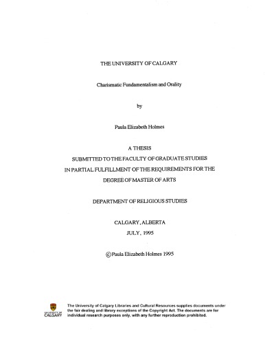 Charismatic fundamentalism and orality.