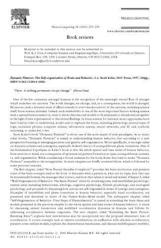 Dynamic Patterns: The Self-Organization of Brain and Behavior (Complex Adaptive Systems)