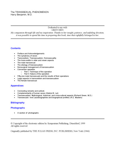 The Transsexual Phenomenon