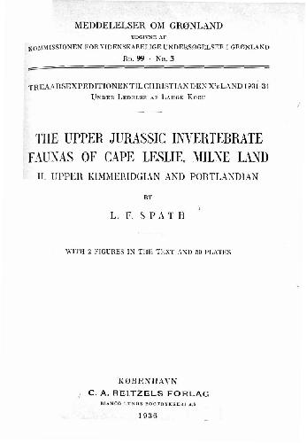 The Upper Jurassic invertebrate faunas of Cape Leslie, Milne Land. II. Upper Kimmeridgian and Portlandian