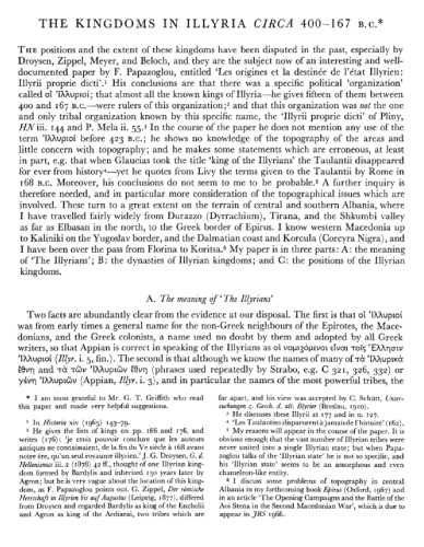The Kingdoms in Illyria Circa 400 - 167 BC