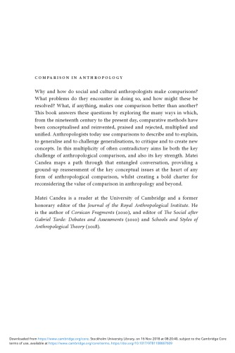 Comparison in Anthropology: the Impossible Method