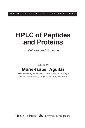 HPLC of Peptides and Proteins: Methods and Protocols (Methods in Molecular Biology)