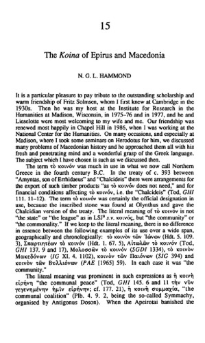 The Koina of Epirus and Macedonia