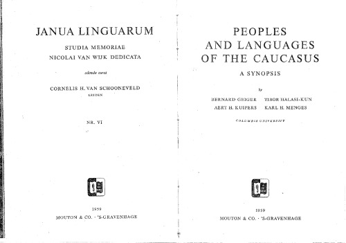 Peoples  and Languages of the Caucasus.  A Synopsis.