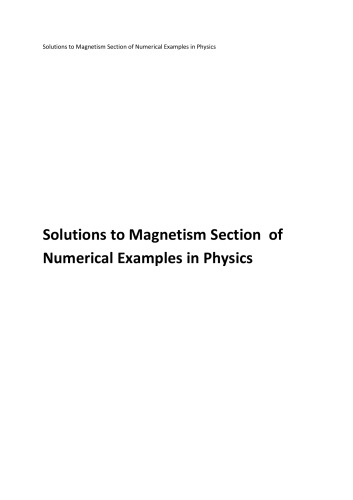 N N Ghosh Magnetism Solutions to Numerical Examples in Physics for IIT JEE and Olympiads