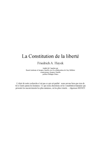 La Constitution de la Liberté
