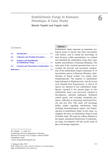 Endolichenic Fungi in Kumaun Himalaya: A Case Study
