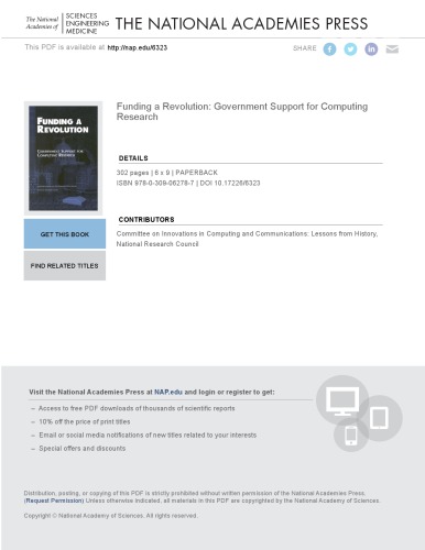 Funding a Revolution: Government Support for Computing Research