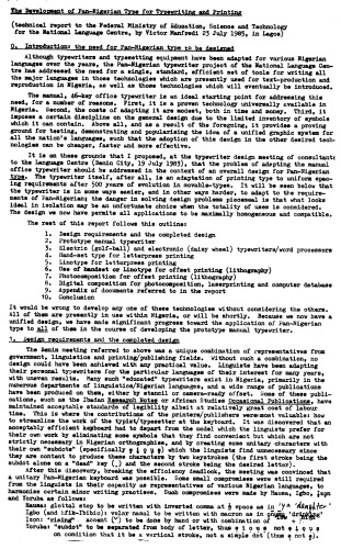 The Development of Pan-Nigerian Type for Typewriting and Printing