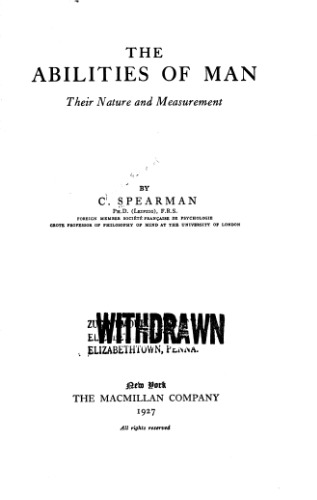 The Abilities of Man: Their Nature and Measurement
