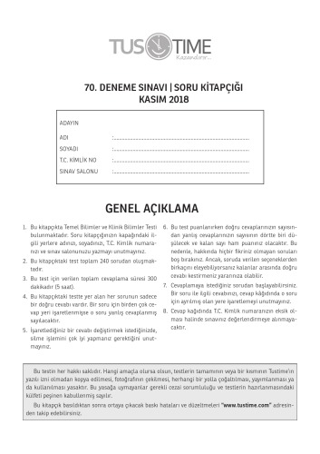 70. Tus Deneme Sınavı Kitapçığı