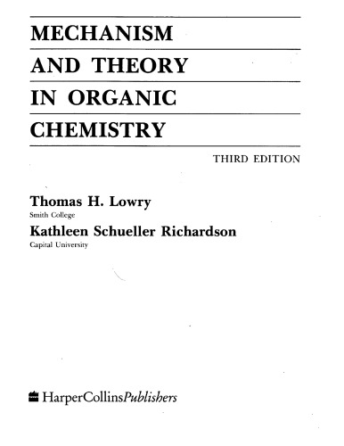 Mechanism and Theory in Organic Chemistry