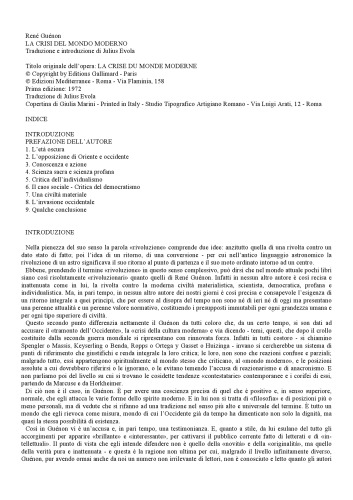 La crisi del mondo moderno