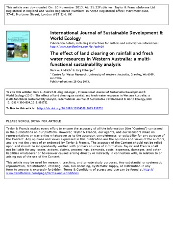 The Effect of Land Clearing on Rainfall in WA