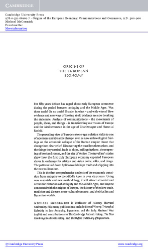 Origins of the European Economy: Communications and Commerce A.D. 300-900