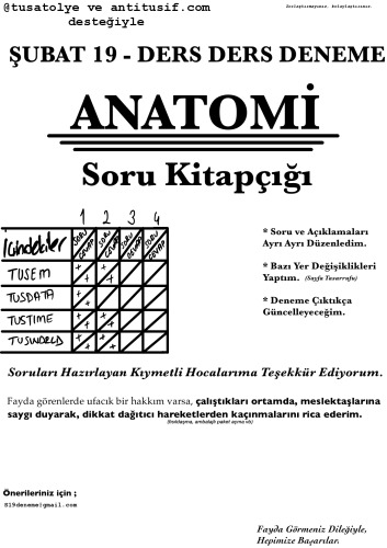Anatomi Tus Deneme Sınavları Soruları