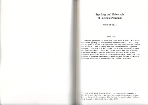 Typology and universals of personal pronouns