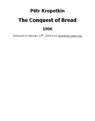 The Conquest of Bread