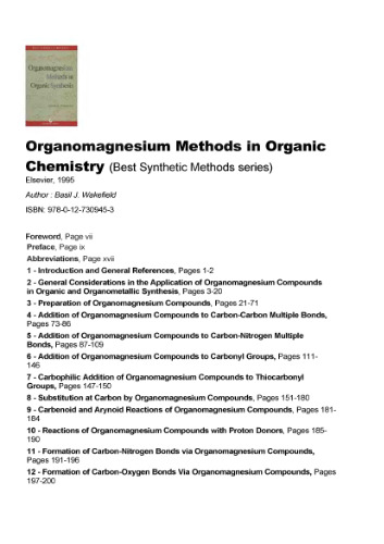 Organomagnesium Methods in Organic Chemistry