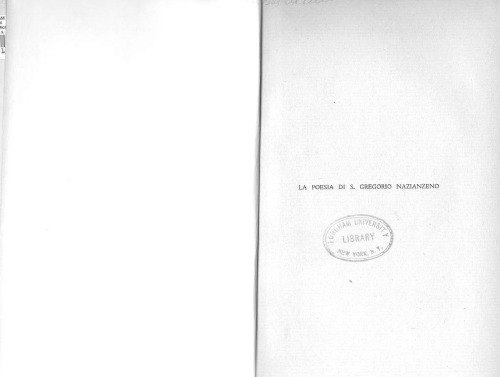 La poesia di s. Gregorio Nazianzeno Gregory of Nazianzus