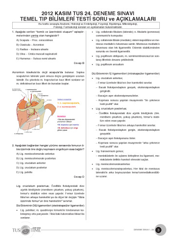 Anatomi Deneme Soruları Cevaplı Açıklamalı (Tus Deneme Soruları ve Tus Soruları)