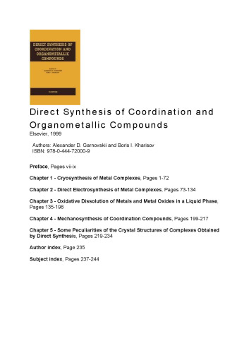 Direct Synthesis of Coordination and Organometallic Compounds