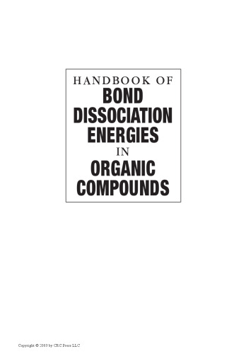 Handbook of Bond Dissociation Energies in Organic Compounds