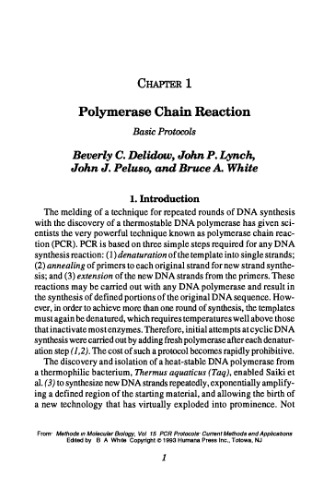 PCR Protocols: Current Methods and Applications