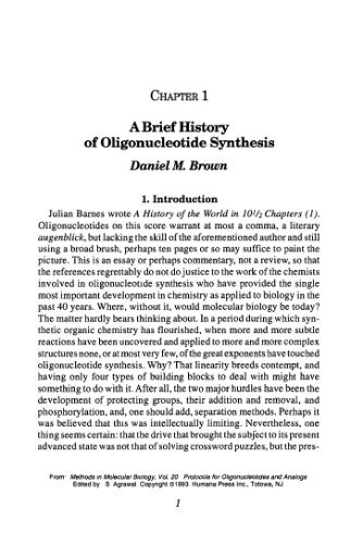 Protocols for Oligonucleotides and Analogs: Synthesis and Properties