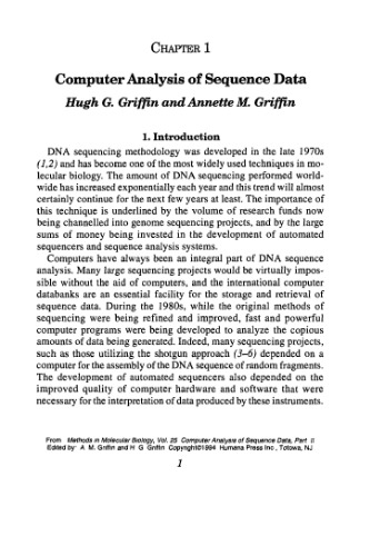 Computer Analysis of Sequence Data