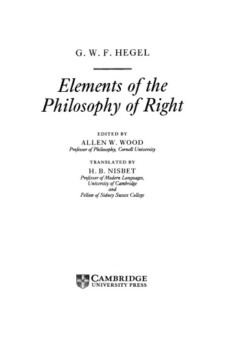 Elements of the Philosophy of Right