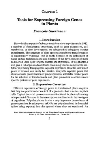 Plant Gene Transfer and Expression Protocols