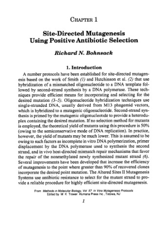 In Vitro Mutagenesis Protocols