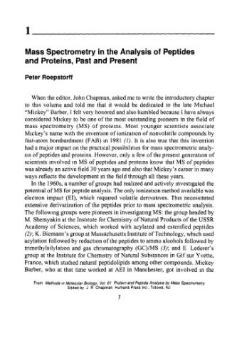 Protein and Peptide Analysis by Mass Spectrometry